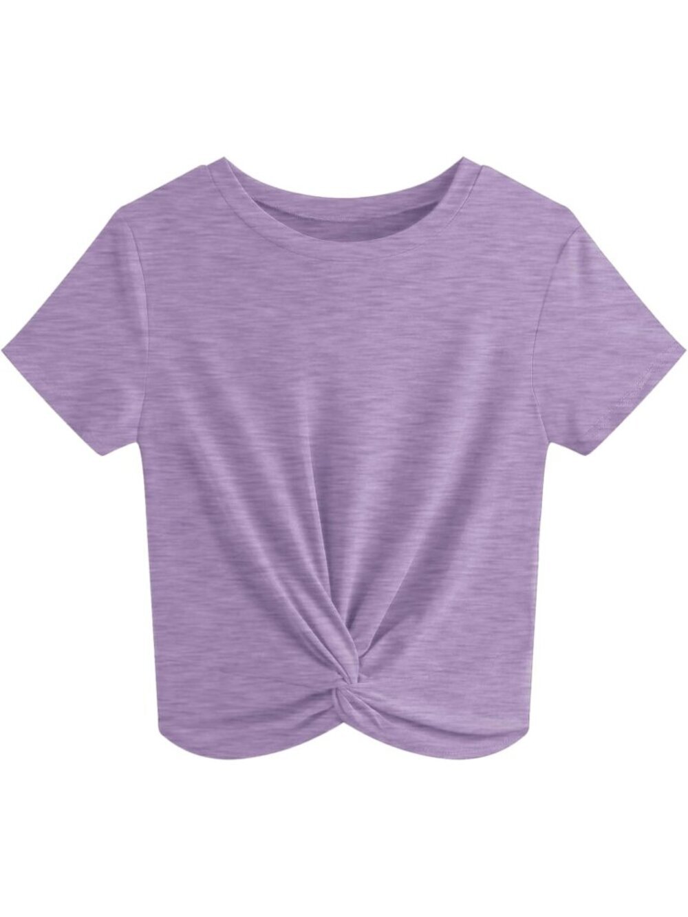 Women's T Shirt Purple Summer Causal Short Sleeves Blouse Round Neck Crop Tops